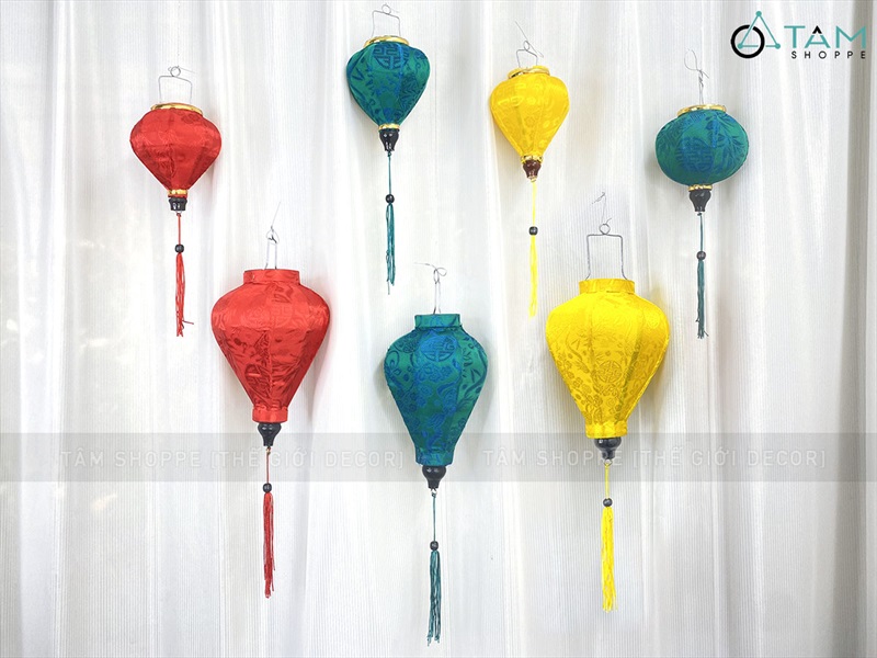 Lồng đèn vải Hội An nhiều màu nhiều cỡ [Cao cấp - Vải gấm lụa] D10-20cm LDEN-VAI-08